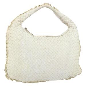 BOTTEGA VENETA INTRECCIATO Hobo Shoulder Bag Leather White 115653 Auth 155688